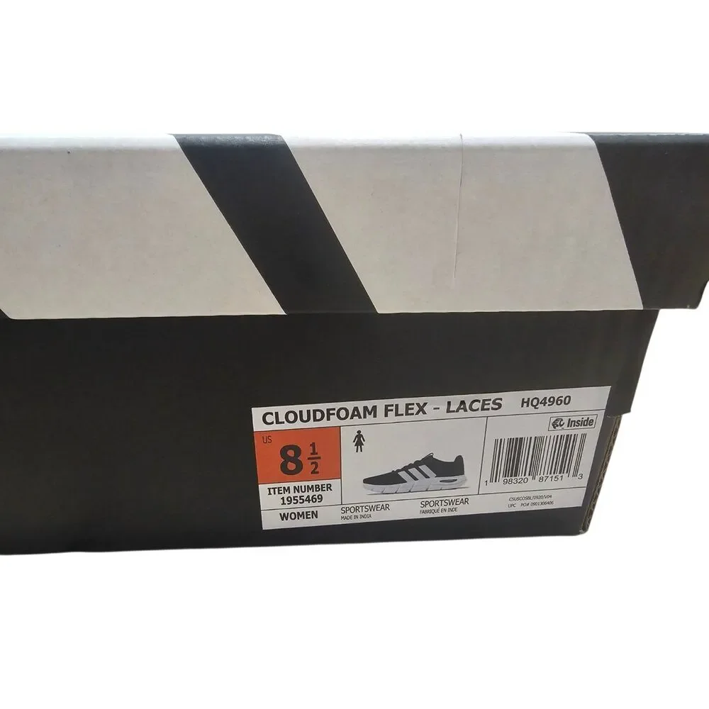 New Adidas Cloudfoam Flex Laces Women's Sneaker Black 8.5